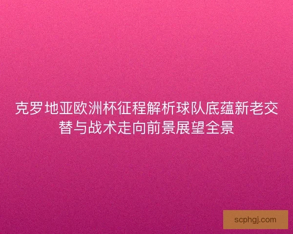 克罗地亚欧洲杯征程解析球队底蕴新老交替与战术走向前景展望全景