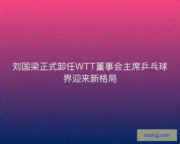 刘国梁正式卸任WTT董事会主席乒乓球界迎来新格局