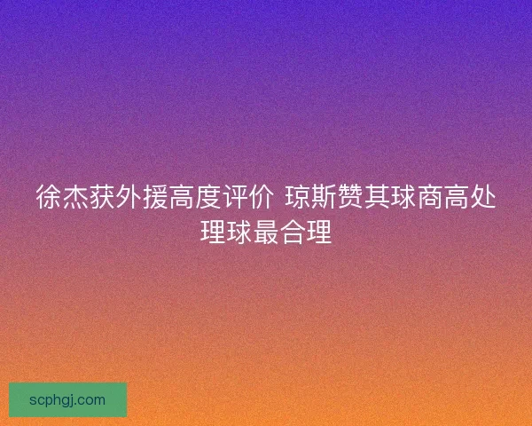 徐杰获外援高度评价 琼斯赞其球商高处理球最合理 徐杰获外援高度评价 琼斯赞其球商高处理球最合理