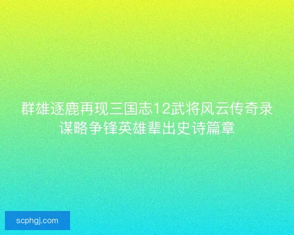 群雄逐鹿再现三国志12武将风云传奇录谋略争锋英雄辈出史诗篇章